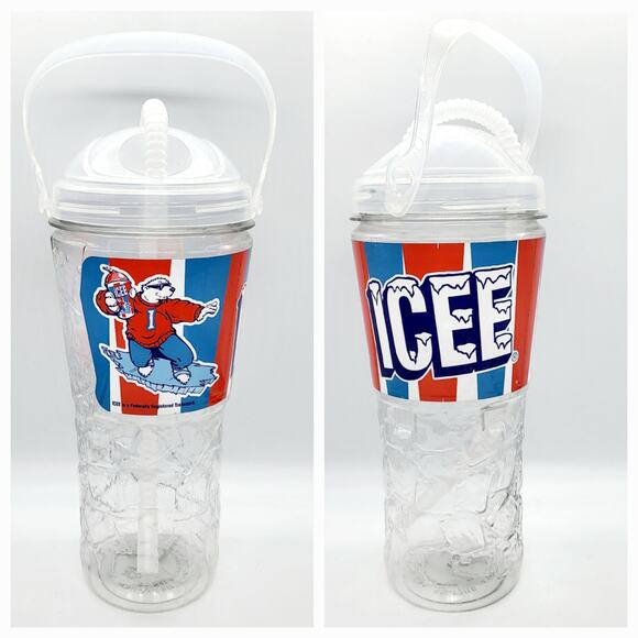 ICEE Polar Bear Mascot Reusable Transparent Cup with Lid Flex Straw Collectible - Picture 1 of 12